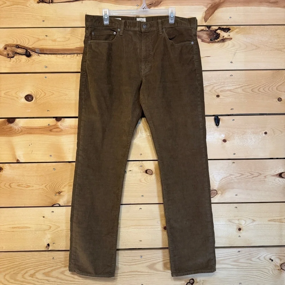 J.Crew Men’s Brown Corduroy Pants Straight Leg Stretch Zip Fly Size W35 L32